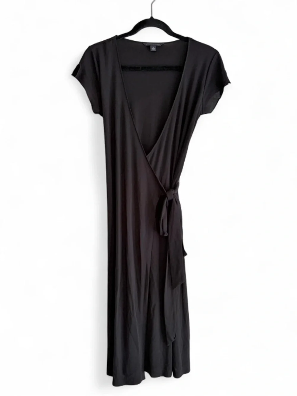 Banana Republic Black Short Sleeve Knit Wrap Dress Size S